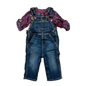 Baby Gap Denim Overalls + Mexx Floral Blouse Bundle